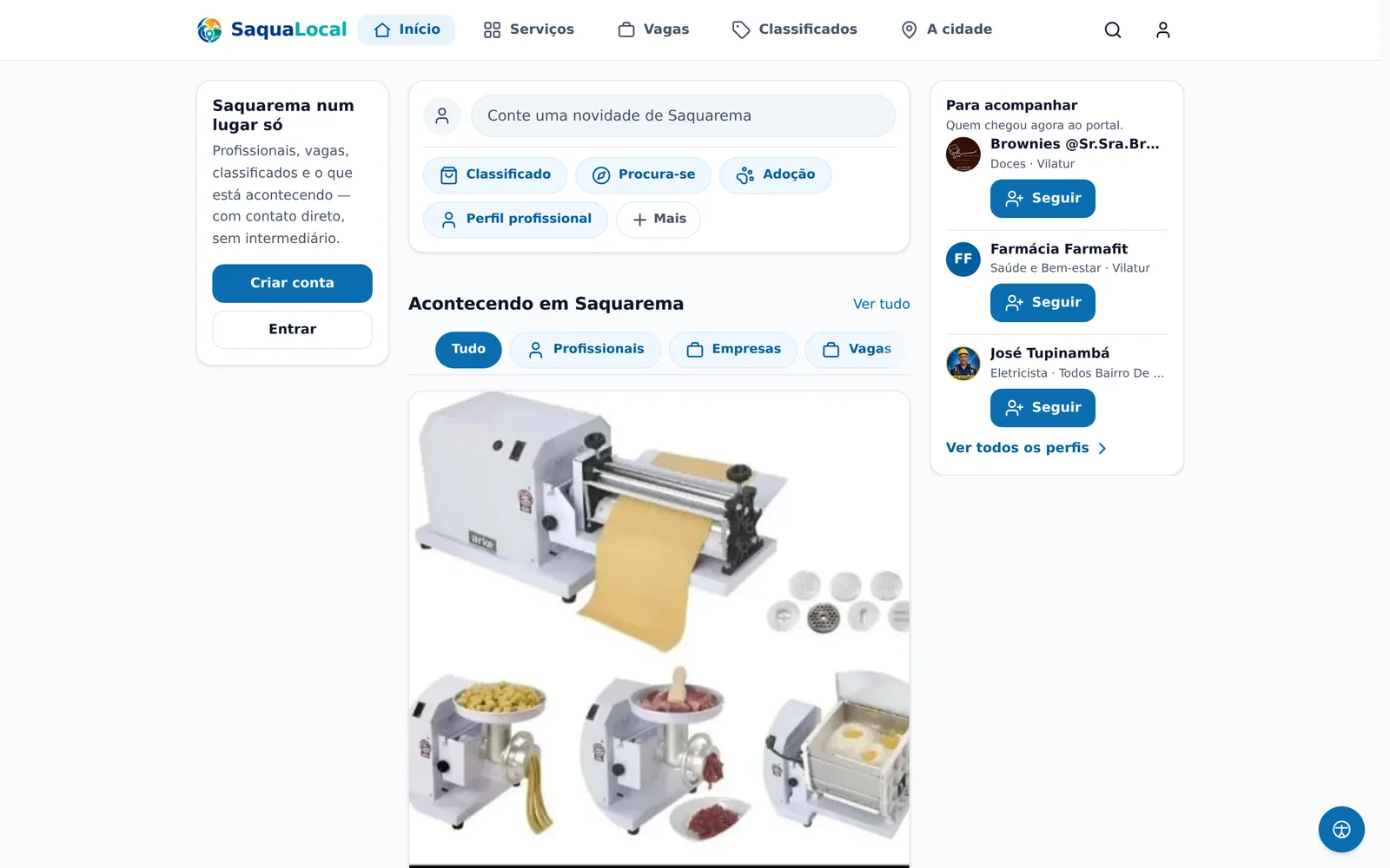 Interface do projeto Saqua Local